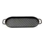 Black Oval Cast Iron Grill Pan with Handles, WB0142(Ver.2)