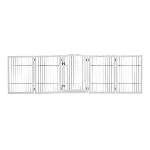 Livingandhome Freestanding Wooden Pet Playpen 5-Panel White, FI0564