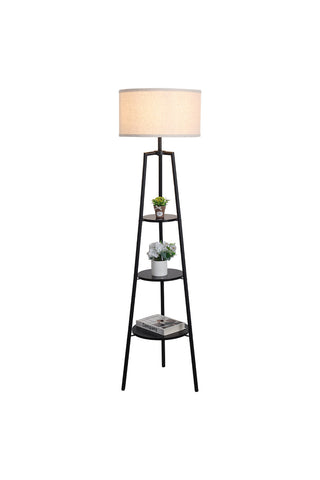 Livingandhome Round Shelf Floor Lamp with Fabric Lampshade, FI0994