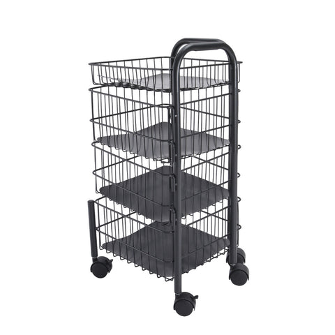 Livingandhome Black Iron Wire Multi-Layer Rotating Trolley Rack for Kitchen, WM0413