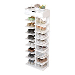 9 Tier Shoe Rack with Drawer Organizer Storage Shelf Hallway Shoe Rack, LY0120