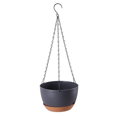 2Pcs Hanging Round Plant Pot Set with Drainage Holes and Removable Water Trays, YZ0012(Ver.2)