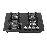 Livingandhome Black Tempered Glass 4-Burner Gas Cooktop, FI0438