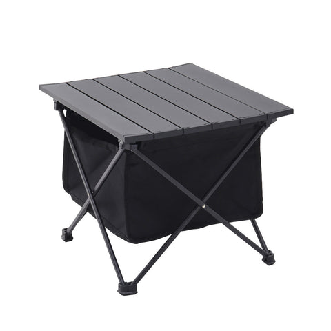 Livingandhome Aluminum Portable Roll-Top Camp Table with Storage Basket, CT0830