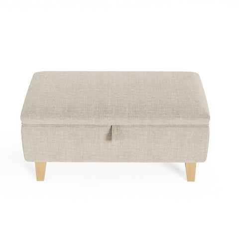 Livingandhome Linen Upholstered Storage Ottoman Footstool, FA0559