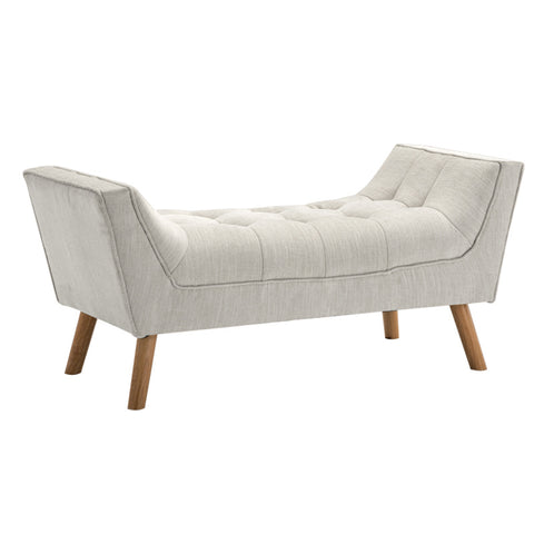 Livingandhome Soft Chenille Upholstered Bench with Wooden Legs, JM1395