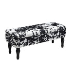 Livingandhome Cow Print Velvet Upholstered Storage Bench, FA0006