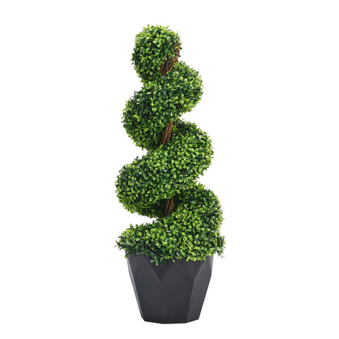 Livingandhome 2 Pack Artificial Topiary Spiral Boxwood Tree Fake Plant, PM1257