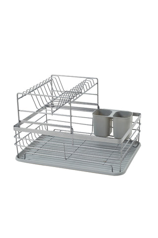 2 Tier Metal Dish Drainer Rack Sink Washing Plates Draining Board, KT0102 (Ver. 2)