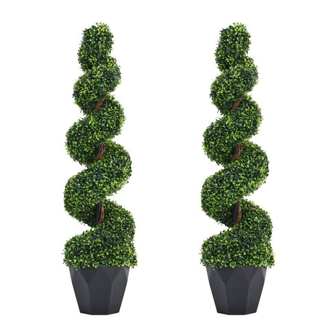 Livingandhome 2 Pack Artificial Topiary Spiral Boxwood Tree Fake Plant, PM1258