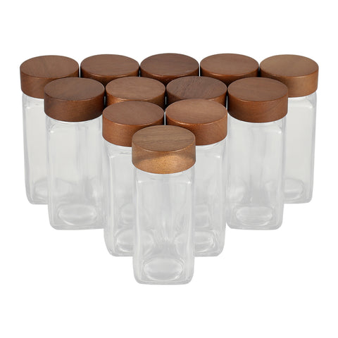 12Pcs Glass Spice Jars with Wood Lids, CT0426 (Ver.2)