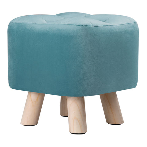 Velvet Wooden Leg Ottoman Footstool, ZH0598