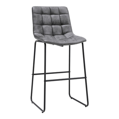 Livingandhome 2Pcs Grey Tufted Faux Leather Counter Height Barstool, ZH1433