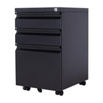 3-Drawer Black File Cabinet with Wheels, DM0914