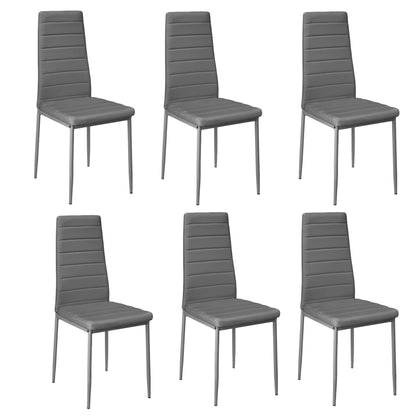 Livingandhome Set of 6 Modern Faux Leather Armless High Back Dining Chairs, XY0701