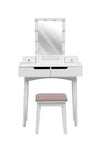 Modern Makeup Desk Set with Lighted Mirror and Stool, FI0970