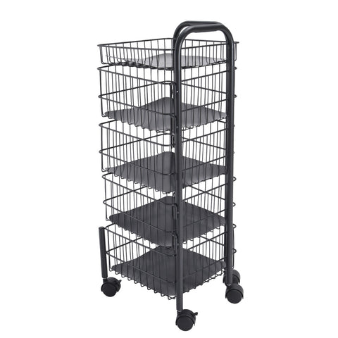 Livingandhome Black Iron Wire Multi-Layer Rotating Trolley Rack for Kitchen, WM0414