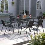 Outdoor Tempered Glass Coffee Table with Six Rattan Chairs,LG0538LG0791LG0792