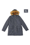 XL Grey Winter Casual Zip-up Coat Jacket with Faux Fur Hood, WO0189(Ver.2)