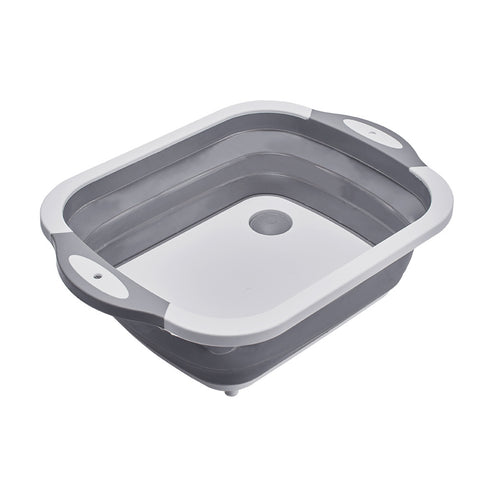 Livingandhome 3-in-1 Collapsible Cutting Board Drain Basket Dish Tub, WZ0114