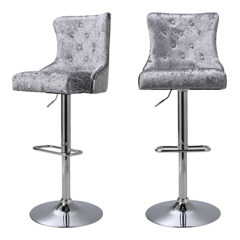 2 Pcs Velvet Upholstered Adjustable Bar Stool with Button Seat Back, ZH1509