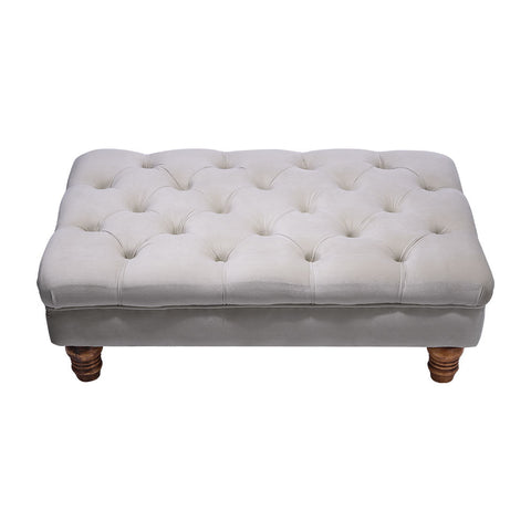 Livingandhome Buttoned Velvet Rectangular Ottoman Footstool with Gourd-shaped Legs, FA0553