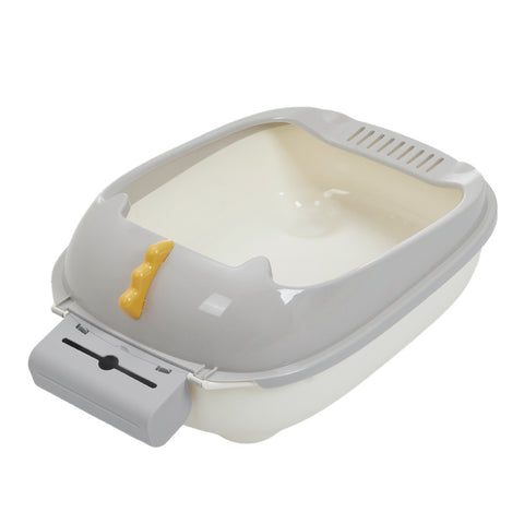 High-Sided Semi-Closed Oval-shaped Cat Litter Box, CT0969