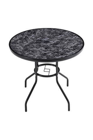 Garden Tempered Glass Round Table with Set of 4 PE Rattan Chairs, LG1254LG0792