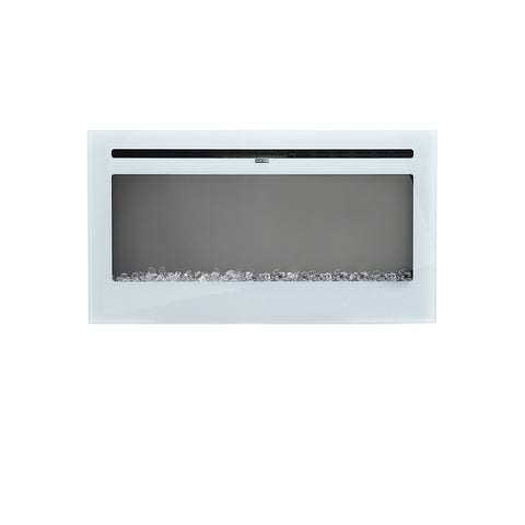 Linear Electric Fireplace Recessed in White, PM0876