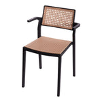 Pseudo-rattan PP Dining Chair Set of 4 with Armrest in Black, XY0477