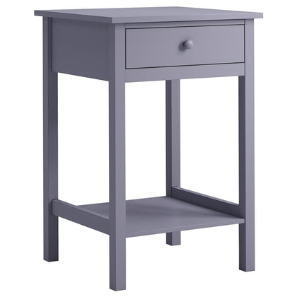 Grey Side Table with Single Drawer and Round Solid Wood Handle, FI0512