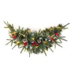 Livingandhome Artificial Christmas Mantel Swag with LED Warm White Lights, PM1144