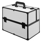 White Makeup Box Professional Cosmetic Organizer Aluminum Storage Box with 6 Trays, SO0164