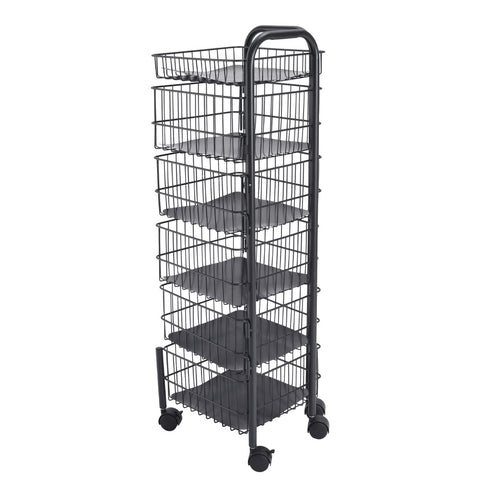 Livingandhome Black Iron Wire Multi-Layer Rotating Trolley Rack for Kitchen, WM0415