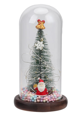 Livingandhome LED Glass Dome Christmas Tree Tabletop Decoration, WF0112