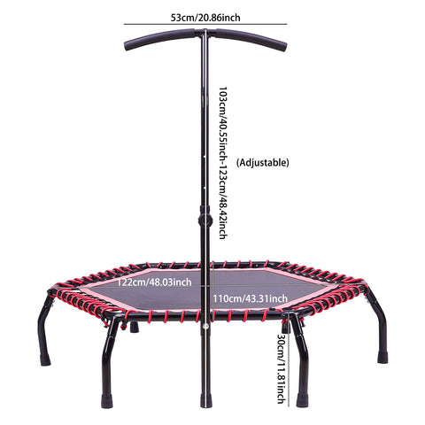 48in Bungee Cords Hexagonal Trampoline with Adjustable T-Bar Handle, DM0891