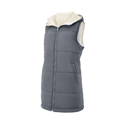 Reversible Mid-length Hooded Sleeveless Cotton Padded Vest for Casual Winter Style, WO0387 (Ver.2)