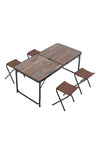 Livingandhome Outdoor Foldable Picnic Table with Four Stools, WB0046