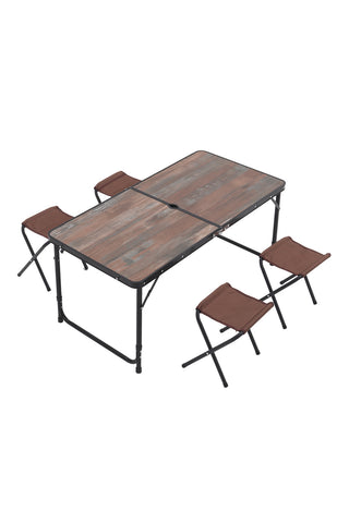 Livingandhome Outdoor Foldable Picnic Table with Four Stools, WB0046