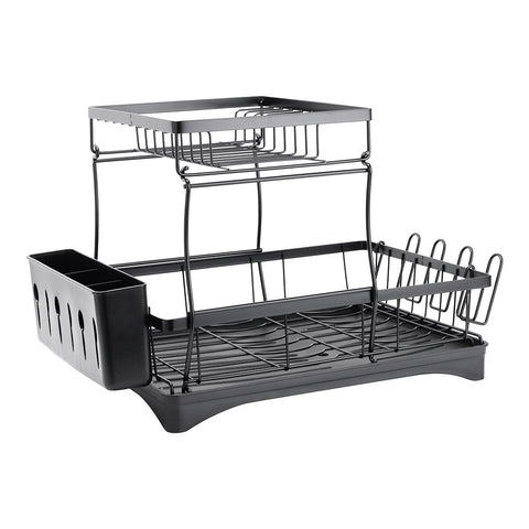 Livingandhome Steel Dish Rack with Utensil and Glass Holder, WM0063