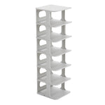 Livingandhome 6-Tier 6-Pair Off-White Plastic Shoe Rack, SC1333