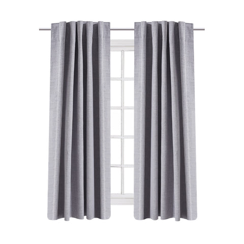 Solid Colour Faux Linen Polyester 100% Curtains Pair, LY0208 (Ver.2)