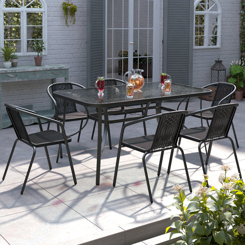 Tempered Glass Outdoor Coffee Table and Rattan Chairs Set, LG0540LG0791LG0792