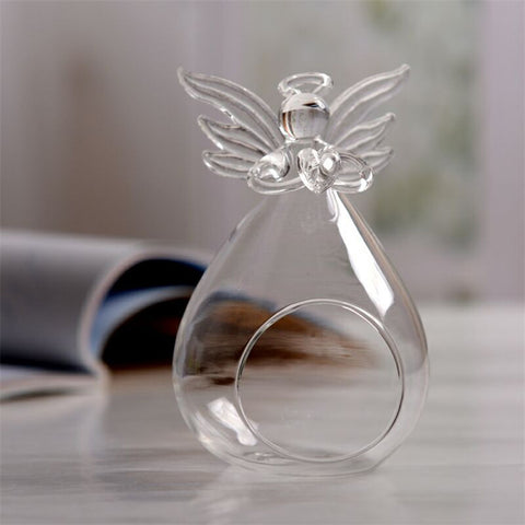 Set of 6pcs Angel Shaped Tealight Glass Candle Holder, HF0421