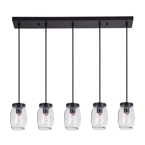 Black 5-Light Pendant Light with Glass Lampshade, LG1391 (Ver.2)