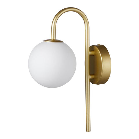 Golden Wall Light with Frosted Glass Shade, FI1066