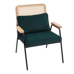 Livingandhome Upholstered Rattan Back Armchair with Metal Legs, JM2269