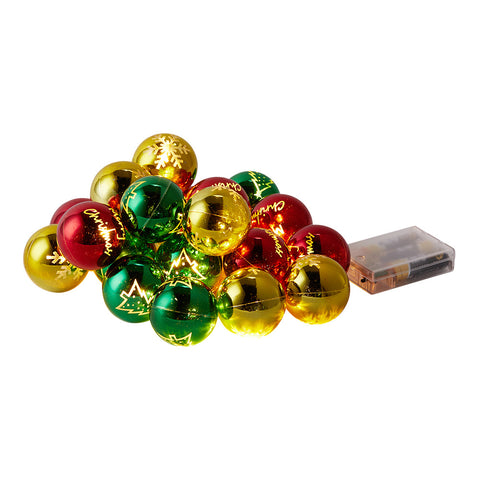 Multicoloured Christmas Ball Ornament String Lights Battery Powered, SC2017