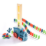 Blue Creative Automatic Domino Laying Train Toy with Light for Children, SI0133(Ver.2)