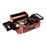 Rose Gold Cosmetic Box 4 Trays with Compartments Professional Makeup Box Storage Organizer Case, SO0165 (Ver.2)